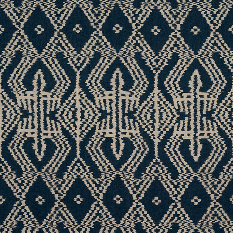 Asaka Ikat fabric in indigo color - pattern number 176095 - by Schumacher in the Ikat Collection collection