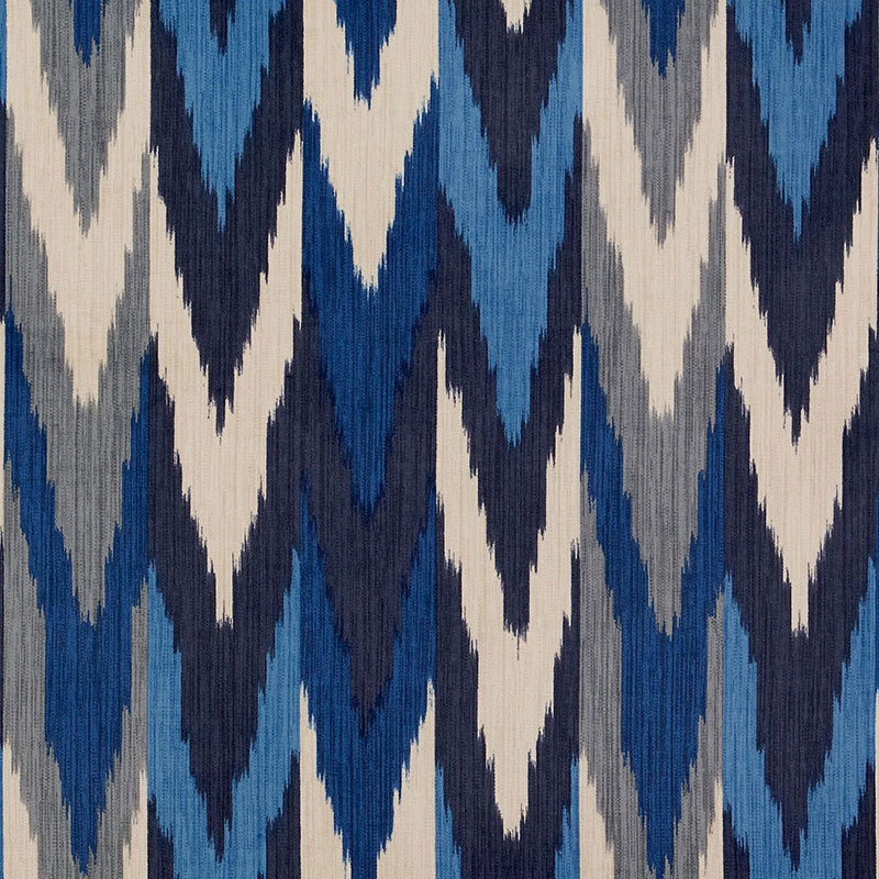 Kashgar Velvet Ikat fabric in indigo and slate color - pattern number 176100 - by Schumacher in the Ikat Collection collection