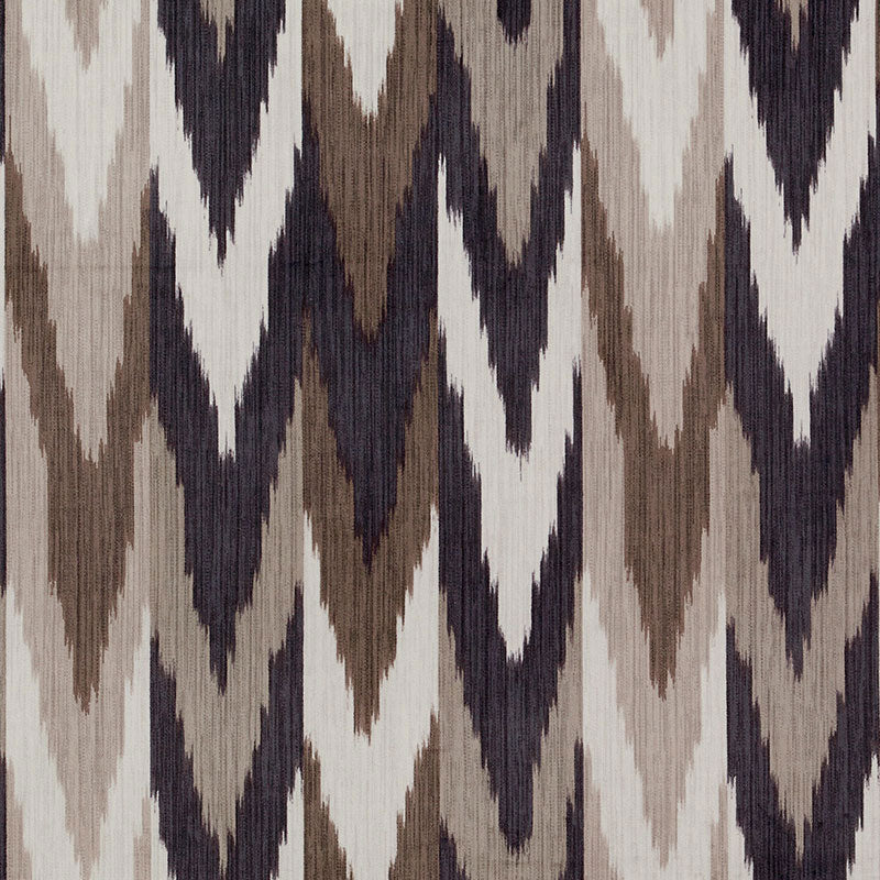 Kashgar Velvet Ikat fabric in carbon and teak color - pattern number 176101 - by Schumacher in the Ikat Collection collection