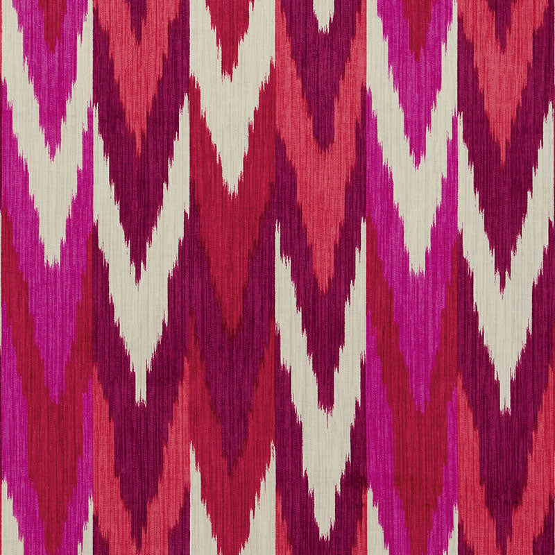 Kashgar Velvet Ikat fabric in ruby and plum color - pattern number 176102 - by Schumacher in the Ikat Collection collection