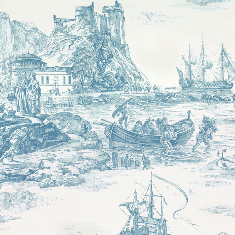 Marine Toile fabric in delft color - pattern number 176160 - by Schumacher in the Marine Toile collection