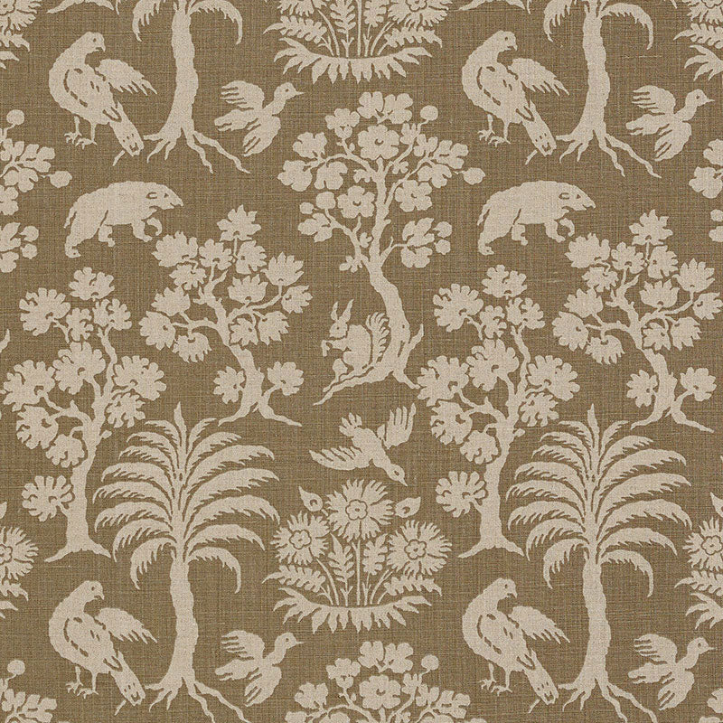Woodland Silhouette fabric in mocha color - pattern number 176172 - by Schumacher in the Schumacher Classics collection