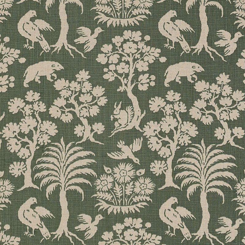 Woodland Silhouette fabric in moss color - pattern number 176173 - by Schumacher in the A Country Life collection