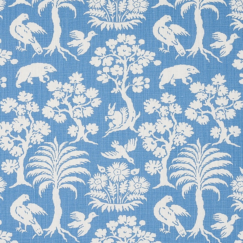 Woodland Silhouette fabric in blue color - pattern number 176176 - by Schumacher in the Flight of Fancy collection