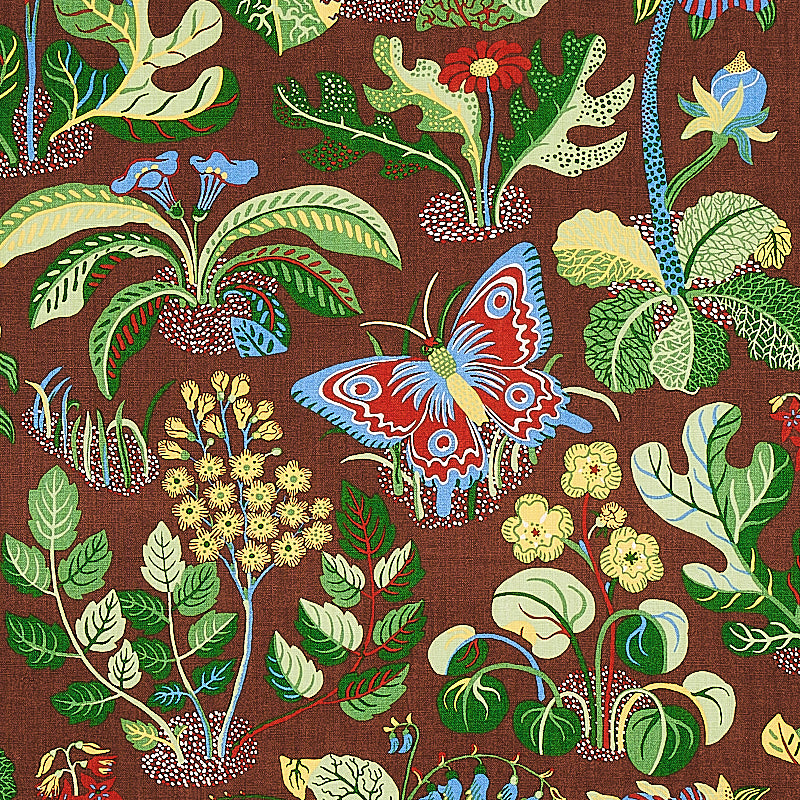 Exotic Butterfly fabric in brown color - pattern number 176186 - by Schumacher in the Perennial Favorites collection