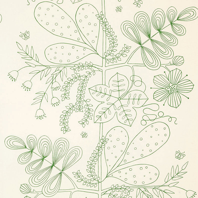 Blommen Print fabric in leaf color - pattern number 176201 - by Schumacher in the Good Vibrations collection