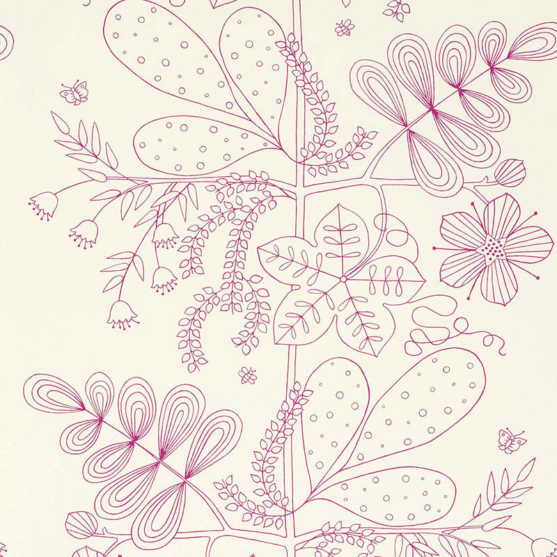 Blommen Print fabric in fuchsia color - pattern number 176202 - by Schumacher in the Good Vibrations collection