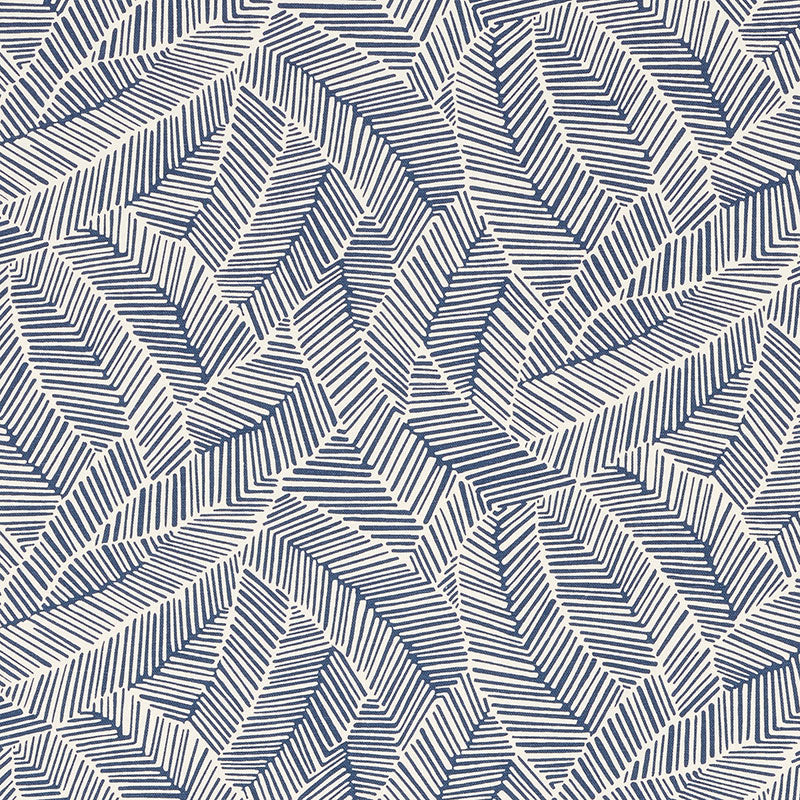 Abstract Leaf fabric in navy color - pattern number 176222 - by Schumacher in the Good Vibrations collection