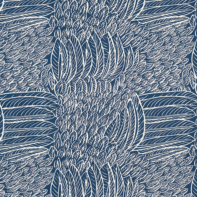 Featherfest fabric in navy color - pattern number 176233 - by Schumacher in the Good Vibrations collection