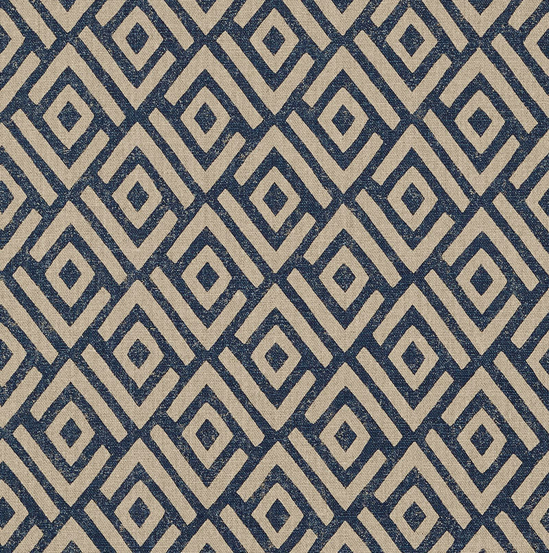 Kasai fabric in indigo color - pattern number 176321 - by Schumacher in the Tribal Chic collection