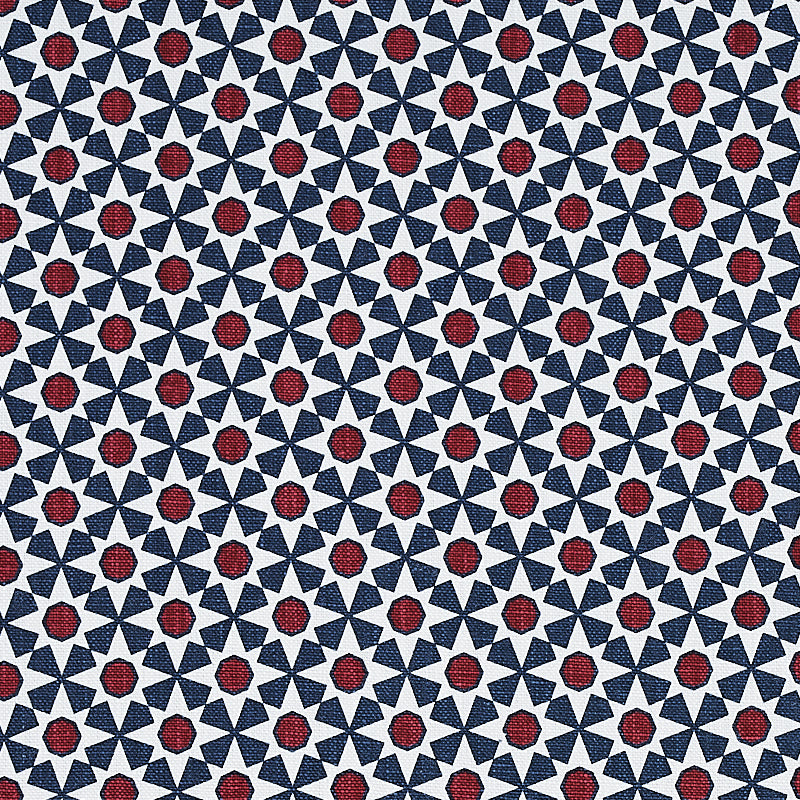 Serendipity fabric in navy and red color - pattern number 176423 - by Schumacher in the Clique collection