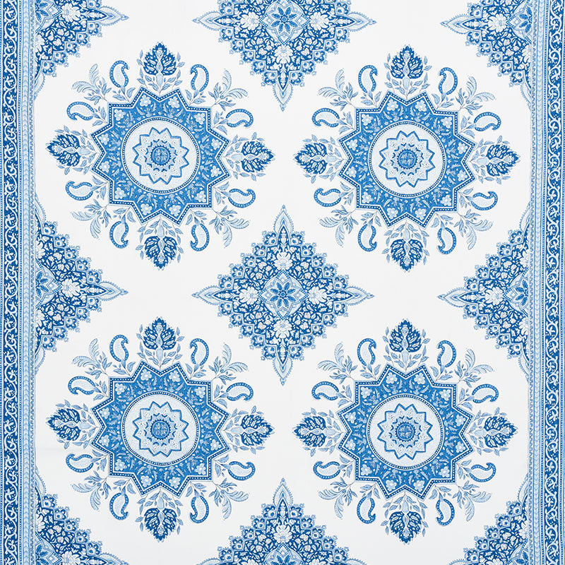 Montecito Medallion fabric in indigo color - pattern number 176481 - by Schumacher in the Mark D. Sikes collection