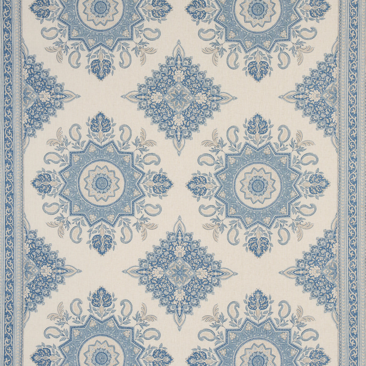 Montecito Medallion fabric in china blue color - pattern number 176484 - by Schumacher in the Mark D. Sikes collection