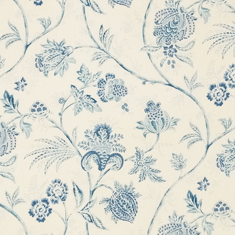 Chinoiserie Vine fabric in china blue color - pattern number 176490 - by Schumacher in the Mark D. Sikes collection