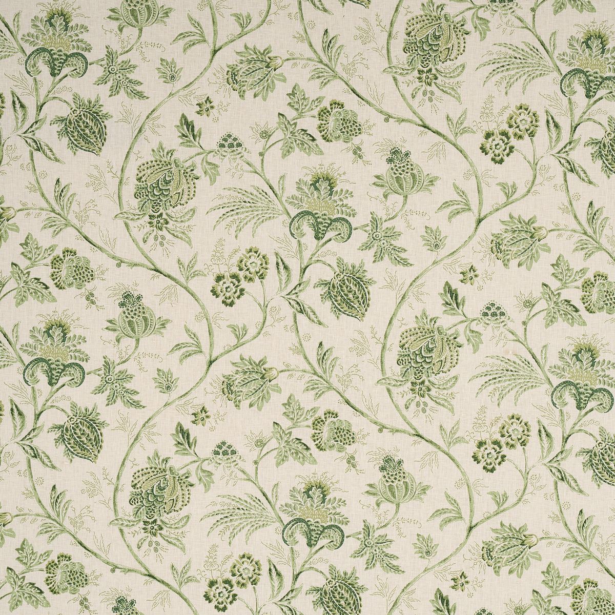 Chinoiserie Vine fabric in leaf green color - pattern number 176492 - by Schumacher in the Mark D. Sikes collection