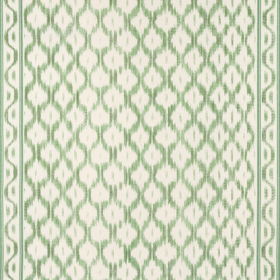 Santa Monica Ikat fabric in leaf green color - pattern number 176504 - by Schumacher in the Mark D. Sikes collection
