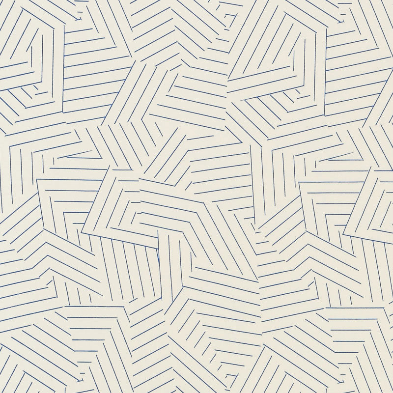 Deconstructed Stripe Indoor Outdoor fabric in cobalt color - pattern number 176701 - by Schumacher in the Indoor-Outdoor Prints &amp; Wovens collection