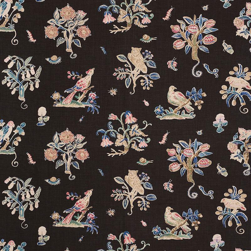 Magical Menagerie fabric in black color - pattern number 176750 - by Schumacher in the Schumacher Classics collection