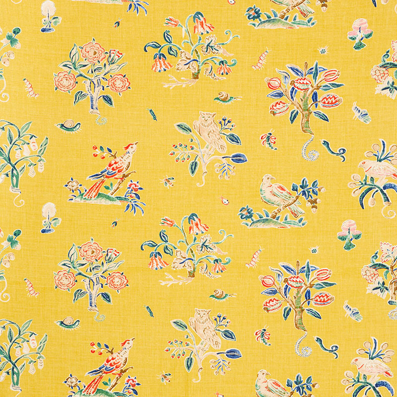Magical Menagerie fabric in yellow color - pattern number 176751 - by Schumacher in the Schumacher Classics collection