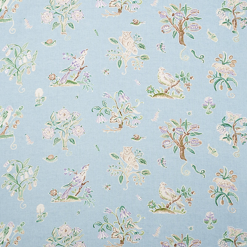 Magical Menagerie fabric in sky color - pattern number 176755 - by Schumacher in the Flight of Fancy collection