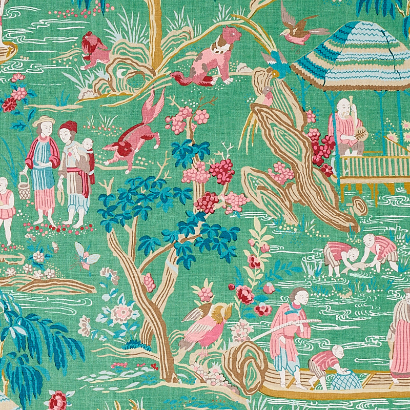 Yangtze River fabric in jade color - pattern number 176770 - by Schumacher in the Schumacher Classics collection