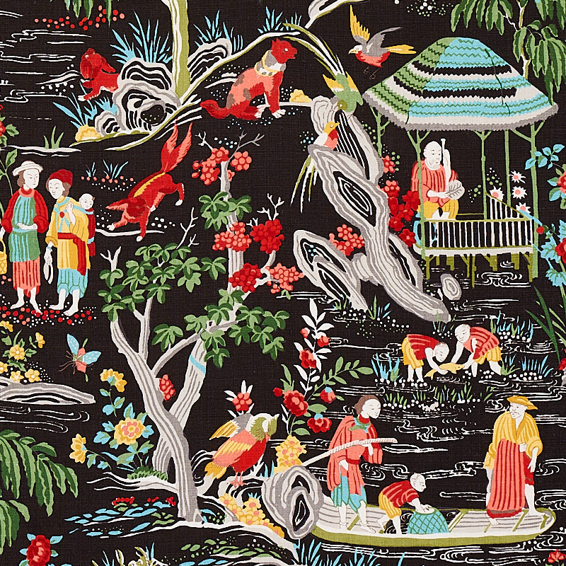 Yangtze River fabric in onyx color - pattern number 176771 - by Schumacher in the Schumacher Classics collection
