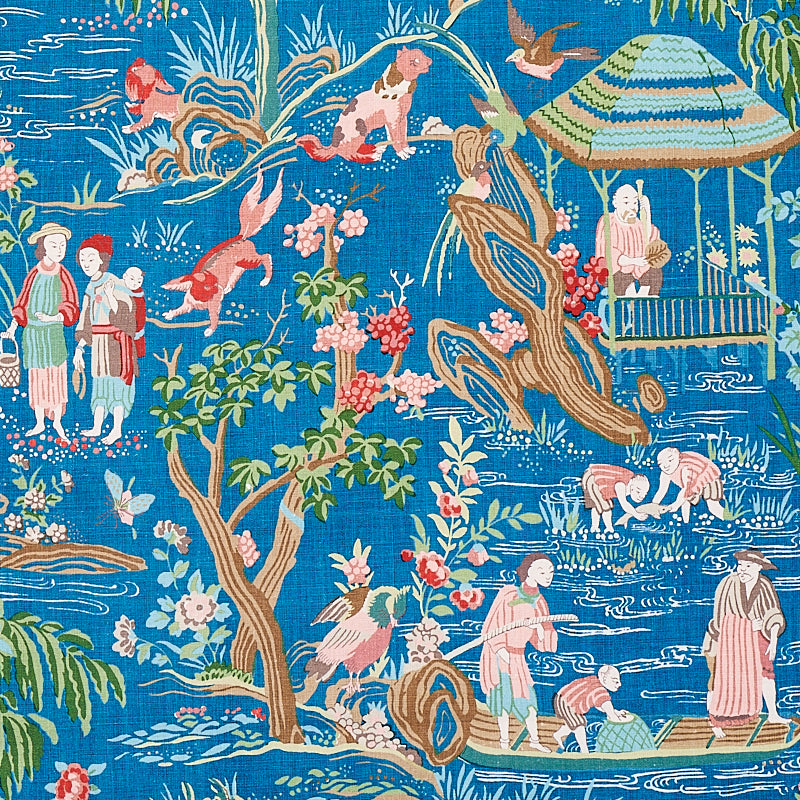 Yangtze River fabric in peacock color - pattern number 176775 - by Schumacher in the Schumacher Classics collection