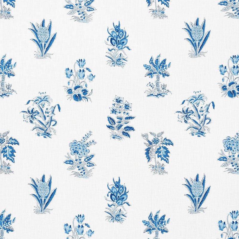 Bunny fabric in delft color - pattern number 176832 - by Schumacher in the Wallflowers collection