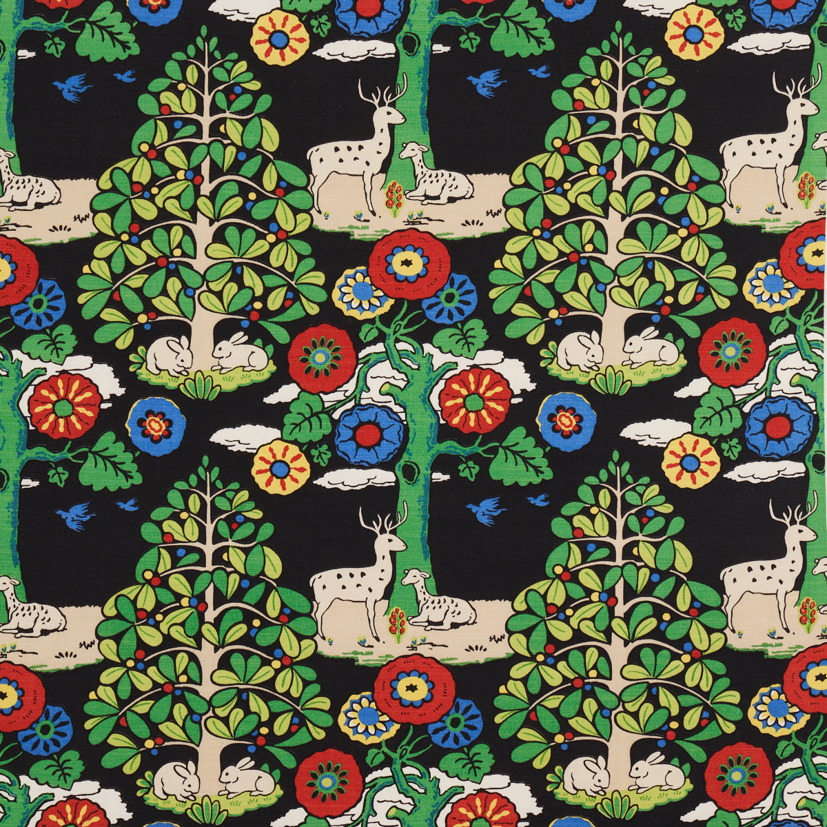 Fantasy Forest fabric in black and multi color - pattern number 176971 - by Schumacher in the Once Upon A Time collection