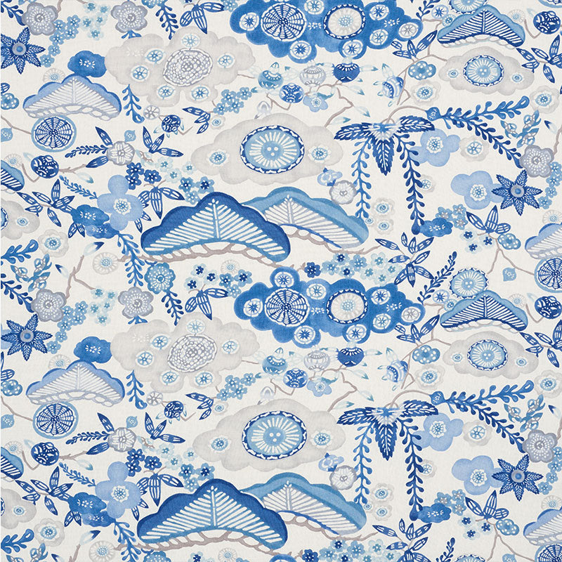 Yume fabric in blue color - pattern number 177010 - by Schumacher in the Mingei collection