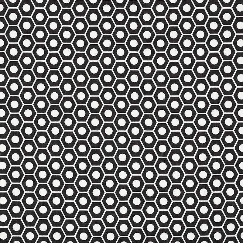 Queen B fabric in black color - pattern number 177078 - by Schumacher in the Studio Bon collection
