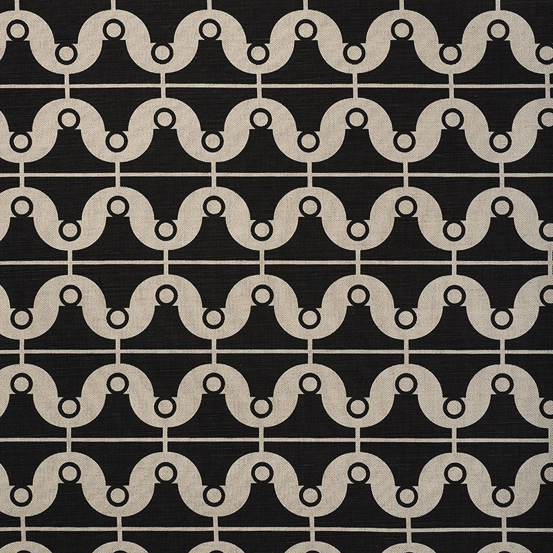 London Bridge fabric in black and natural color - pattern number 177132 - by Schumacher in the Studio Bon collection
