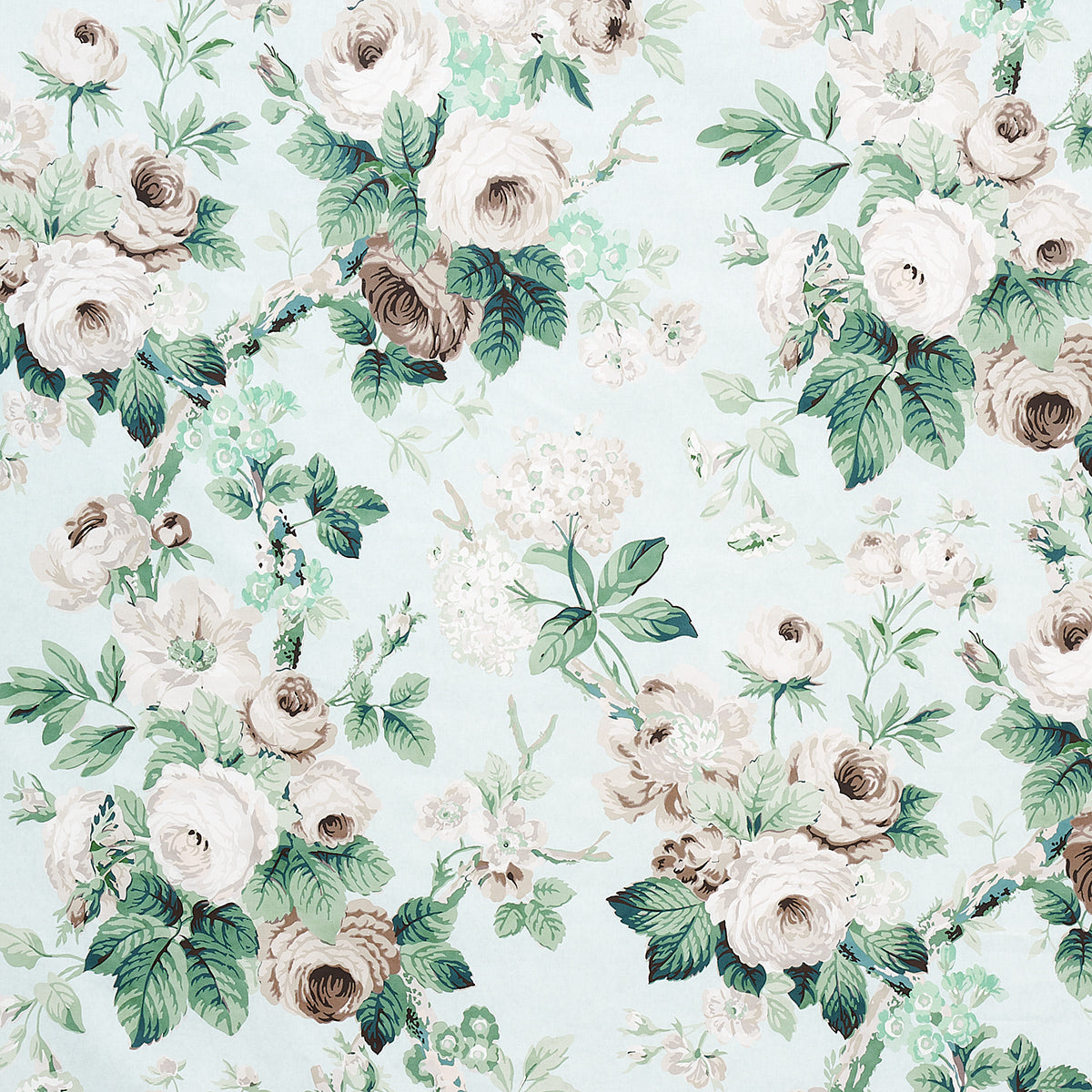 Nancy Floral fabric in seafoam color - pattern number 177204 - by Schumacher in the New Old-Fashioned collection