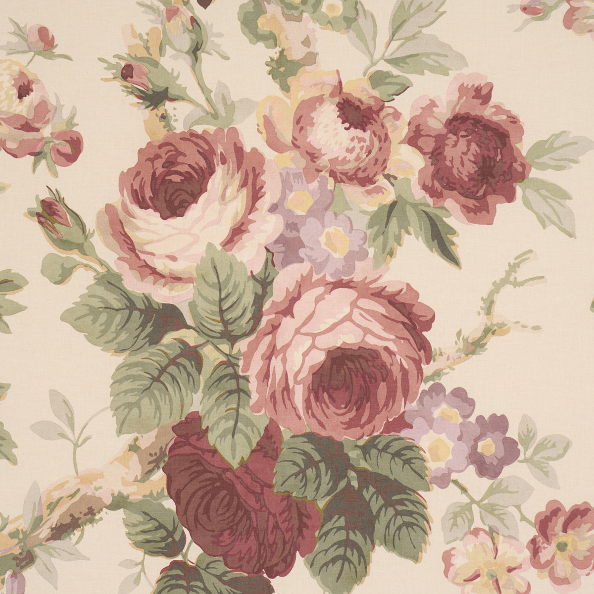Nancy Floral fabric in Bordeaux color - pattern number 177205 - by Schumacher in the Schumacher Classics collection