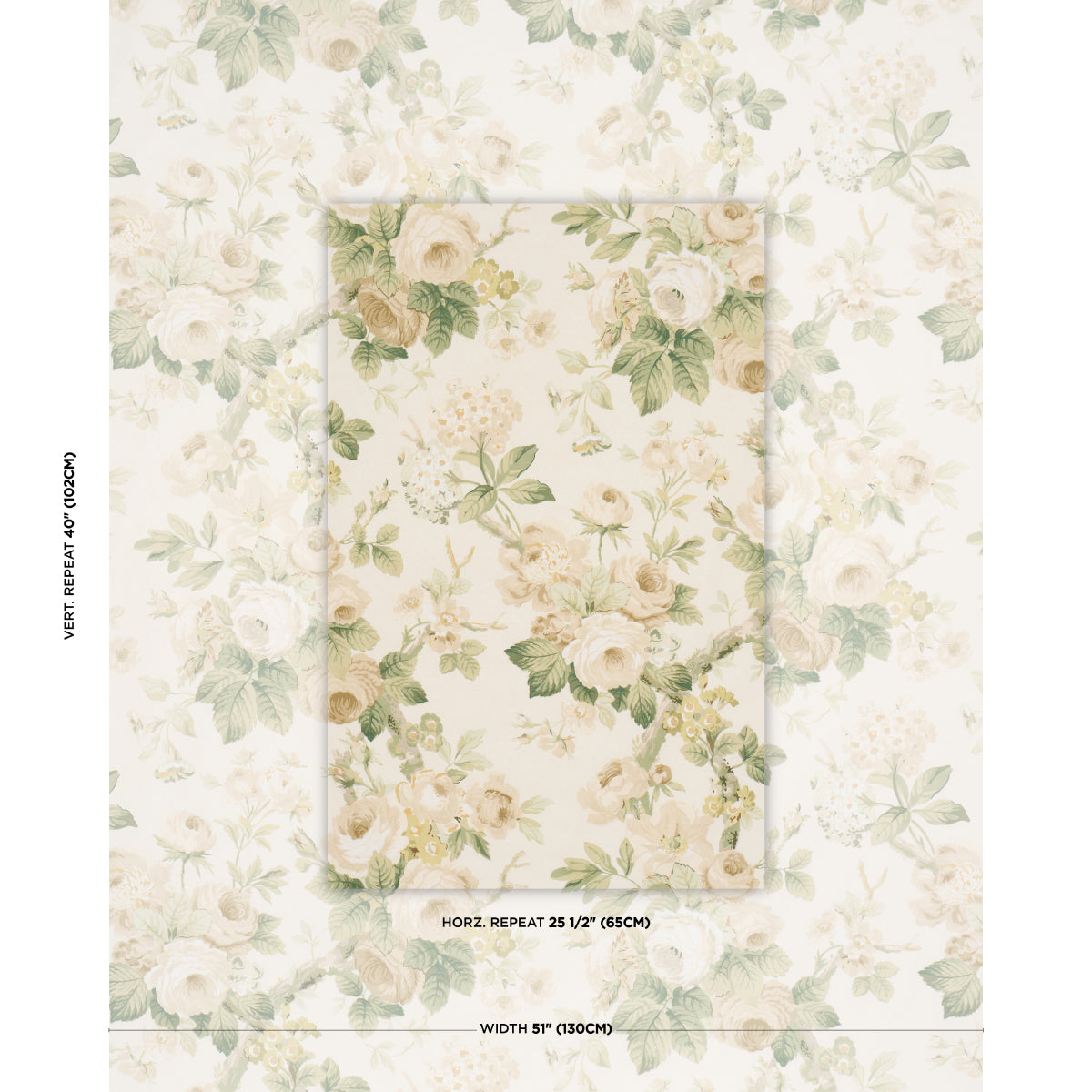 Nancy Floral fabric in Ivory color - pattern number 177206 - by Schumacher in the Schumacher Classics collection