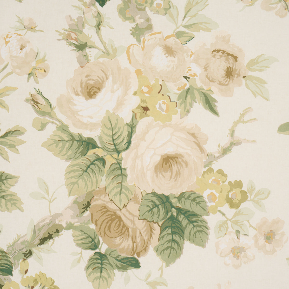 Nancy Floral fabric in Ivory color - pattern number 177206 - by Schumacher in the Schumacher Classics collection