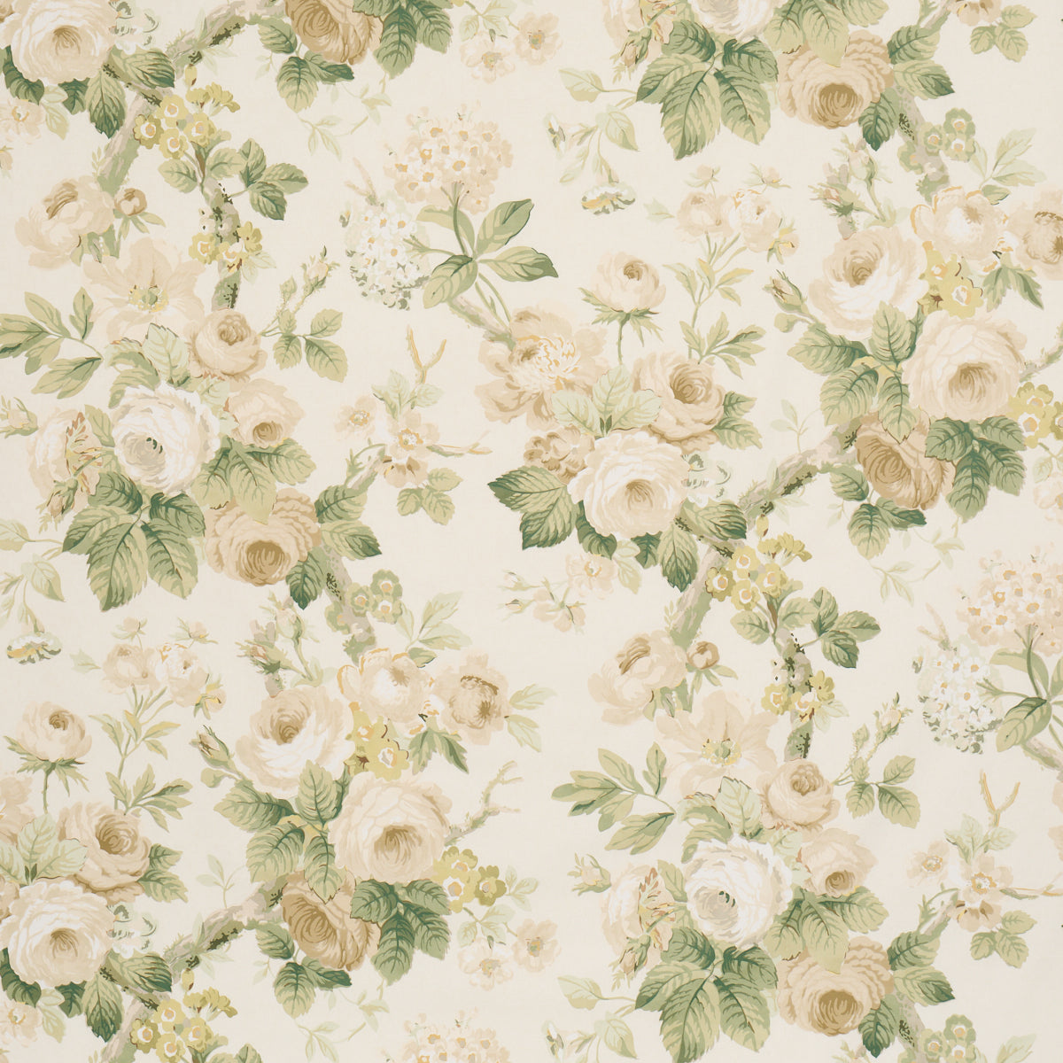 Nancy Floral fabric in Ivory color - pattern number 177206 - by Schumacher in the Schumacher Classics collection