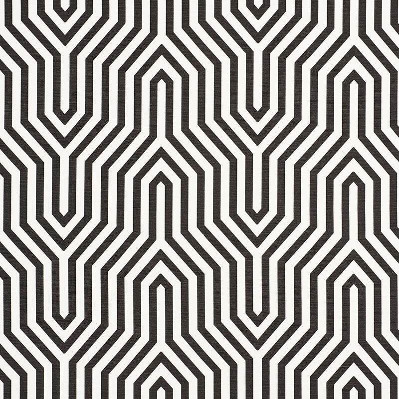 Vanderbilt Print fabric in noir color - pattern number 177273 - by Schumacher in the Mary Mcdonald collection