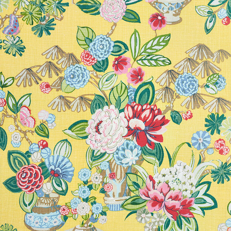 Bouquet Chinois fabric in yellow color - pattern number 177290 - by Schumacher in the Orient Express collection