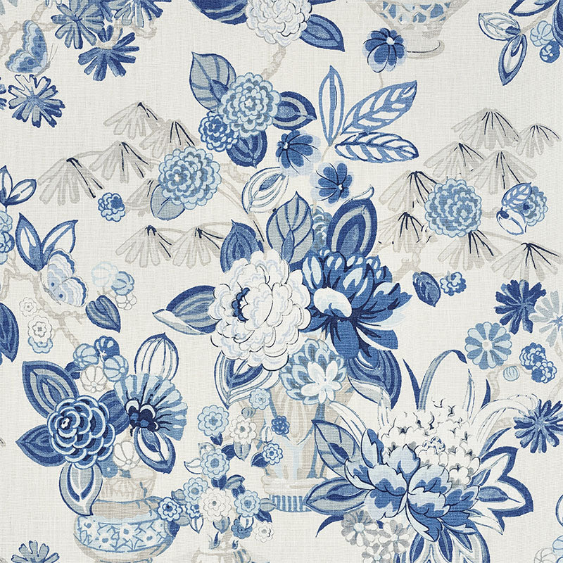 Bouquet Chinois fabric in porcelain color - pattern number 177291 - by Schumacher in the Orient Express collection