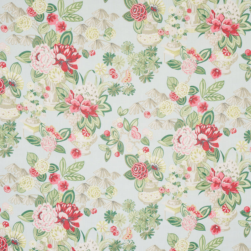 Bouquet Chinois fabric in sky color - pattern number 177292 - by Schumacher in the Orient Express collection