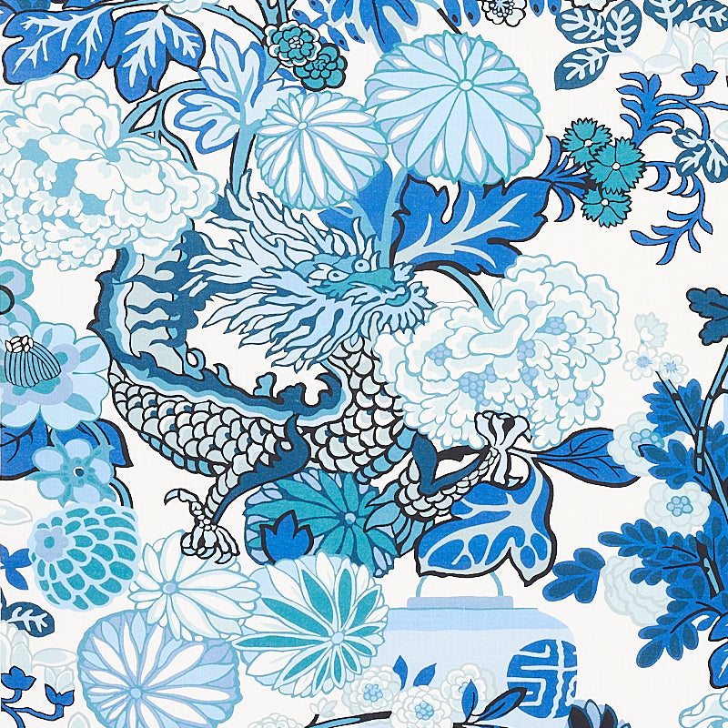 Chiang Mai Indoor Outdoor fabric in china blue color - pattern number 177311 - by Schumacher in the Indoor-Outdoor Prints &amp; Wovens collection