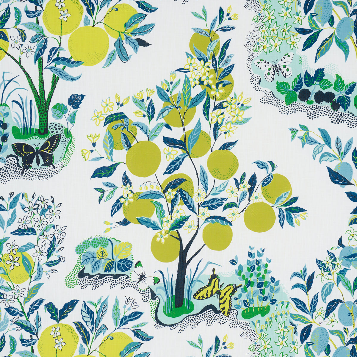 Citrus Garden Indoor Outdoor fabric in pool color - pattern number 177331 - by Schumacher in the Indoor-Outdoor Prints &amp; Wovens collection
