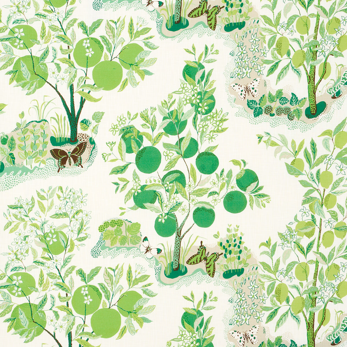Citrus Garden Indoor Outdoor fabric in leaf color - pattern number 177332 - by Schumacher in the Indoor/Outdoor collection