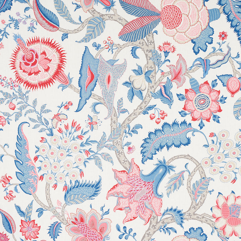 Arborvitae fabric in rose and delft color - pattern number 177370 - by Schumacher in the Schumacher Classics collection
