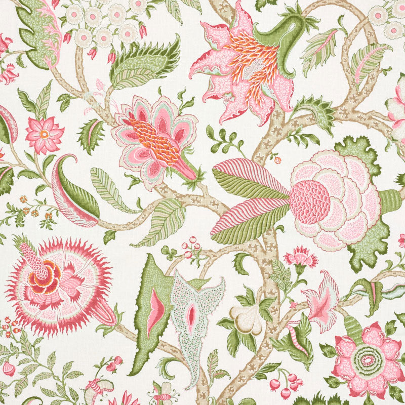 Arborvitae fabric in pink and leaf color - pattern number 177371 - by Schumacher in the Schumacher Classics collection