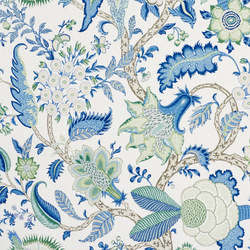 Arborvitae fabric in viridian and blue color - pattern number 177372 - by Schumacher in the Schumacher Classics collection