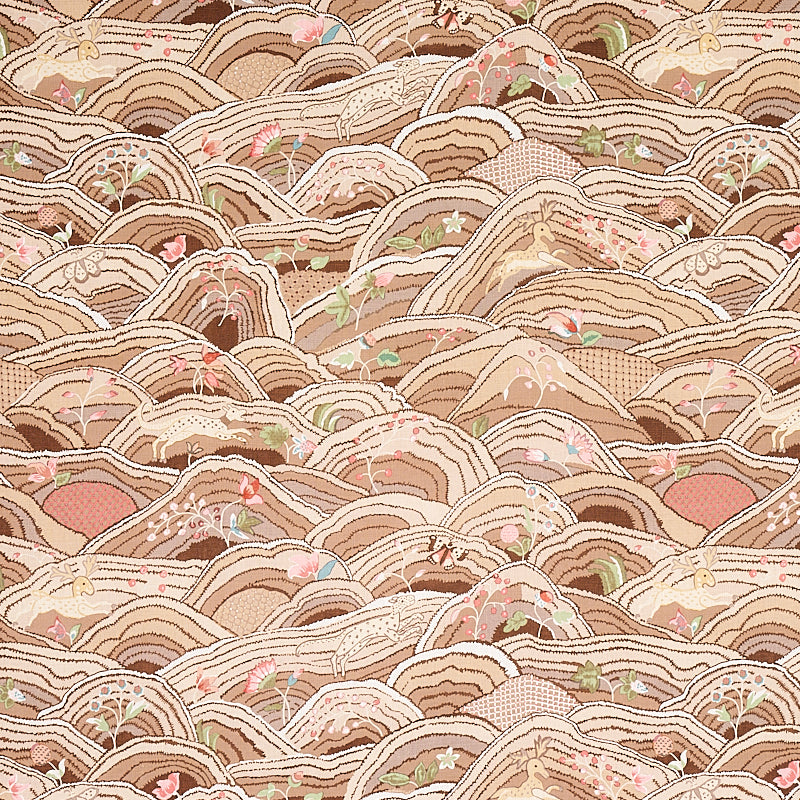 Rolling Hills fabric in mocha color - pattern number 177382 - by Schumacher in the Flight of Fancy collection