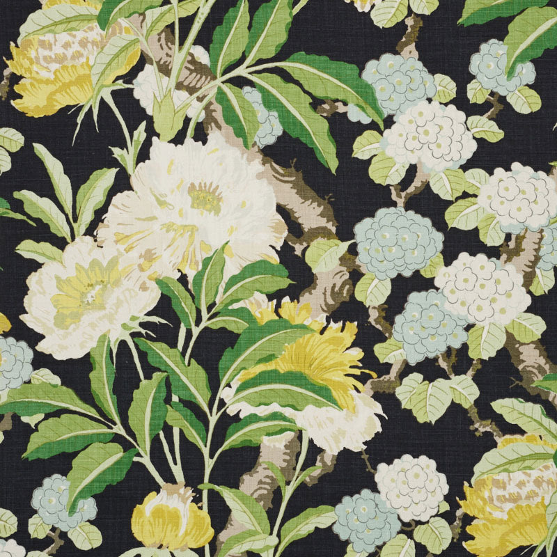 Enchanted Garden fabric in black color - pattern number 177391 - by Schumacher in the Schumacher Classics collection