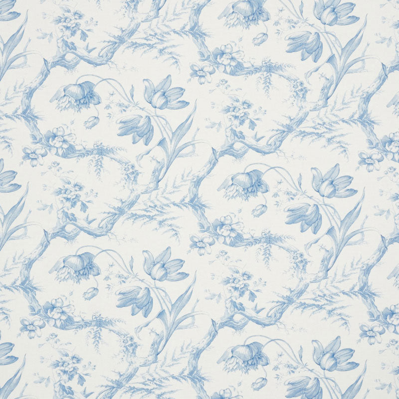 Toile De Fleurs fabric in delft color - pattern number 177400 - by Schumacher in the Schumacher Classics collection